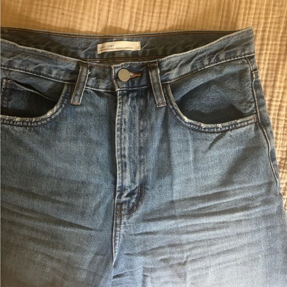 Oak + Fort Distressed High Waisted Wide Leg Denim - Picture 7 of 7